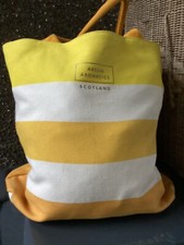Arran Aromatics Beach Tote Shopping Striped Yellow and Cream Bag.