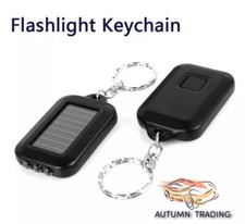 PORTABLE SOLAR PANEL TORCH KEYRING 3 LED POWERED KEY RING CHAIN FLASHLIGHT LIGHT
