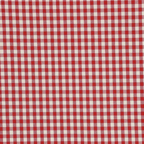 Gingham check red fabric woven - red,