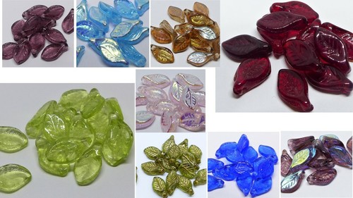 Czech glass leaf drop - 11,