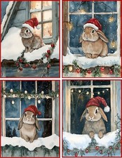 8 Christmas Bunny Rabbit red