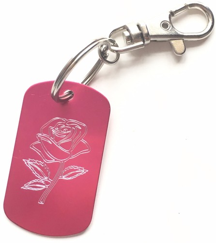 Rose pink tag keyring - pink,