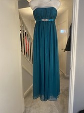 bridesmaid dress.US 2/UK 6. beaitiful teal long,strapless,chiffon.excellent con