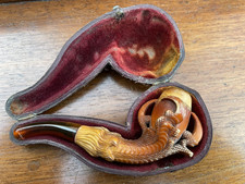 Victorian Meershaum Claw Estate Pipe Cheroot Amber Mouthpiece Cased 1.2cm Bore