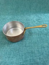 Small Vintage French Copper Pan With Brass Handle Diameter 10cm