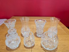 Stunning Vintage Joblot 7 X Cut Glass Crystal Round Posy Vases, weddings parties
