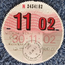 Vintage Road Tax Disc 2002