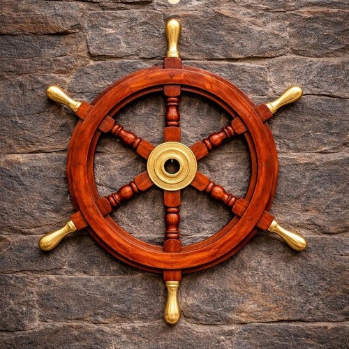 Nautical wooden ship wheel - nautical,