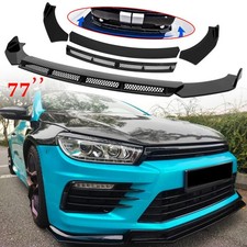 Gloss black front bumper lip - black,