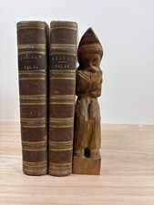 Wood Carved Praying Monk Book End Decorative Figurine Shelf Sitter Vintage