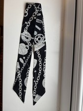 Tiffany & Co Black Silk Scarf with Chain Print, 100% Silk, New Boxed - #5093