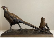 AUSTRIAN COLD PAINTED SPELTER PHEASANT LIGHTER WITH MATCH STRIKER…LOVELY COLOURS