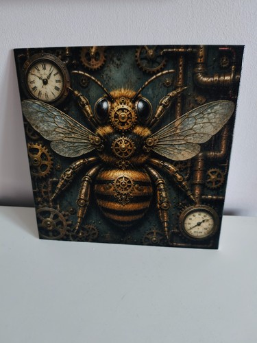 Steampunk bee canvas art - art, print