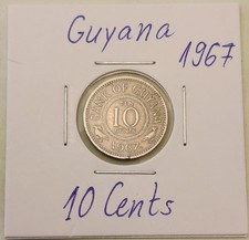 Guyana coin, 10 Cents, 1967