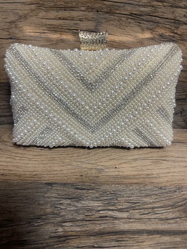 Pearl clutch bag with sillver - pearl,