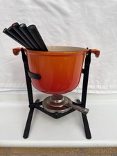 Le Creuset Volcanic Cast Iron Fondue Set with Stand, Burner & 6 Forks