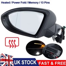 Left Side Electric Folding Wing Mirror Primed W/ Memory Function For VW Golf MK7