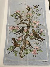 Lamont Linen Cotton Tea Towel garden birds floral vintage cottagecore