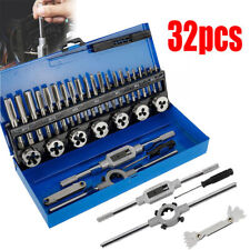 32pcs Ratcheting Tap and Die Set Kit Metric Wrench Cuts M3-M12 Bolts Engineer
