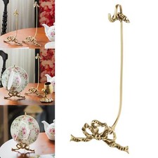 Tea Cup Plate Display Stand, Brass Espresso Cup Holder with Bow, Knotted Design
