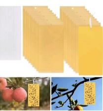 5 LARGE Sticky Fruit Fly Traps Yellow Fungus Gnat Killer Catchers + Twist Ties