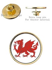 Wales Welsh Red Dragon 26mm Metal Lapel Domed Pin Badge