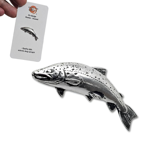 Salmon pin badge pewter small - salmon,