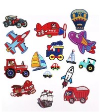 Car Bike Balloon Train Space Ship Fire Engine Truck Boat Iron-On Motif Patch