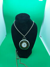 ladies vintage cardinal silver pendent watch mechanical,black & gold dial#bv.