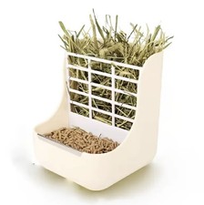X1 White Ultimate Hay Feeder for Small Pet Cage 2-in-1 Plastic Rabbit Guinea pig