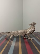 Vintage Metal Pheasant Sculpture Figurine – 11” Long