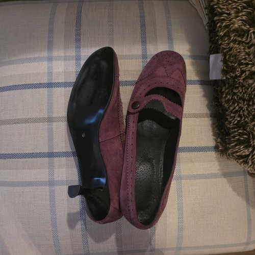 Purple suede kitten heel mary - kitten,