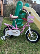 Royal Baby Little Swan Girls Pink Bike With Stabilisers 12” Wheel With Basket