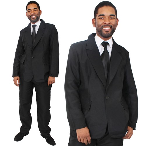 Mens plain black suit - black,