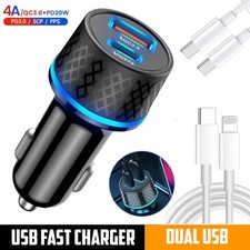 Fast Car Charger PD 20W Dual Port USB Socket Power Adapter For iPhone Samsung