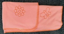 IKEA Pink Fleece Baby Blanket stitching orange flower butterfly motif Vitaminer