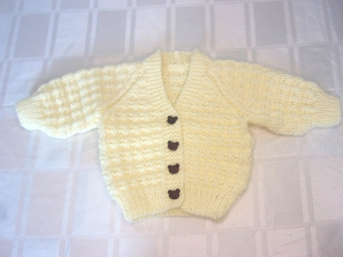 Hand knit cream baby cardigan - cream,