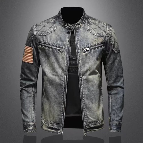 Men denim jacket retro - denim,