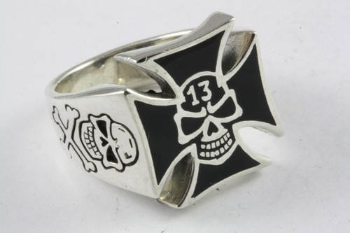Solid cross skull ring - ring, 13
