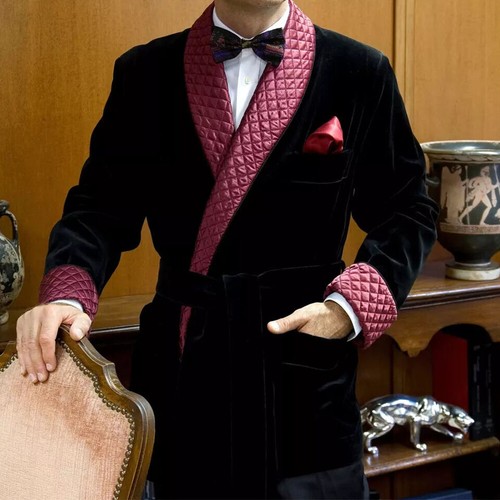 Warm velvet men black smoking - velvet,