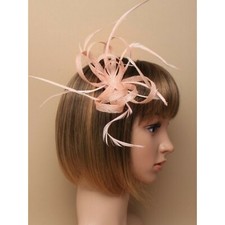 Nude Fascinator with Sinamay Loops and Feather Tendrils (Beak Clip and Pin)