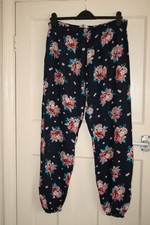 SIZE 14/16 NAVY FLORAL PYJAMA PANTS WITH ELASTIC WAIST & CUFFED HEM
