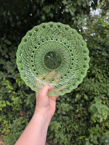Vintage green pressed - vintage, glass