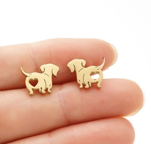Dachshund dog earrings gold - earrings,