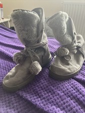 Ella Woman’s Grey Fur Lined Boots UK5 EU38.
