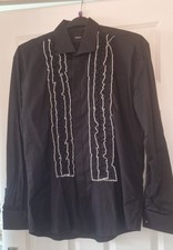 Retro Look, Vintage Style, Ruffle Tuxedo / Dinner Shirt Size: 16 1/2