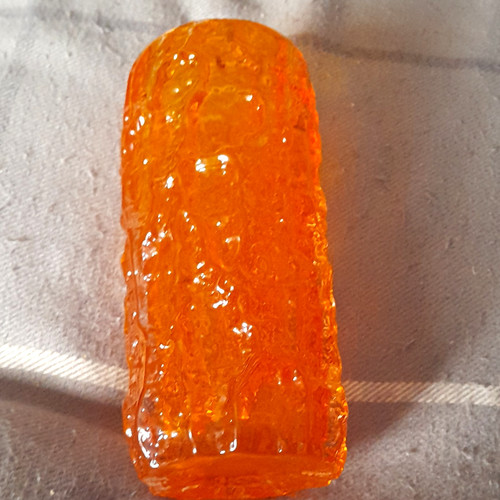 Orange textured art - glass, vase