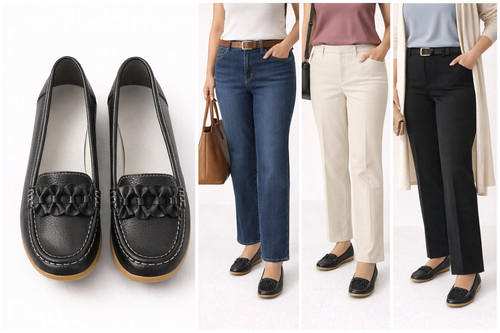 Black ladies loafers size - , 7