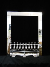 REPLACEMENT GAS FIRE POLISHED CHROME CAST FRET AND 3 PIECE MAGNETIC TRIM FRAME