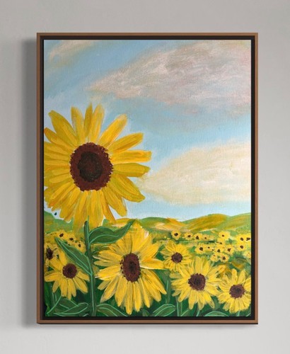 Original art sunflower field - art,